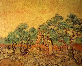 Vincent Van Gogh : Women Picking Olives